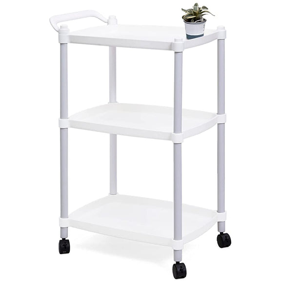 Astro 731-22 Kitchen Wagon, Wide, 3 Tiers, White, Side Wagon, Casters, Side Table, Storage Cart with Handle, Wide