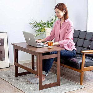 Natural Wood Folding Table, Storable, No Assembly Required, Finished Product, Height 21.7 inches (55 cm), Brown