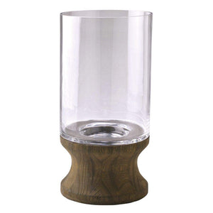 SPICE OF LIFE DGGZ1030 Vase Flower Base Vase Stand, BOLD Glass, Clear, Wood, Paulownia, Large, Separate, Brown, Diameter 7.1 x 14.2 inches (18 x 36 cm)