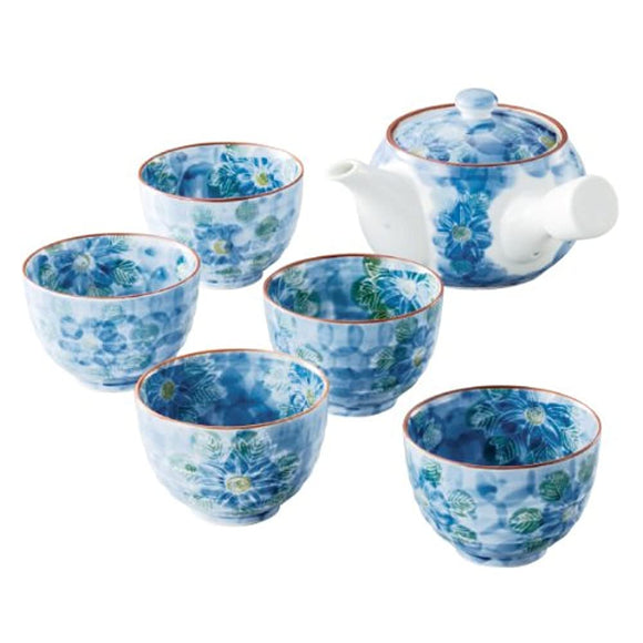 Arita Ware Iron Senka Inner and External Teapot Tea Bowl Set (1 Teapot and 5 Drink Cups Set)