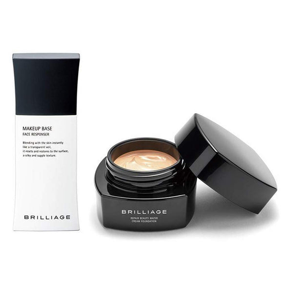 Brilliage Makeup Base + Repair Beauty Water Cream Foundation Aqua Dew Drop (Satin Glow Beige 40) Set [Makeup Base] SPF25/PA++ [Foundation] SPF25/PA++ [Brand produced by Chiaki Shimada]