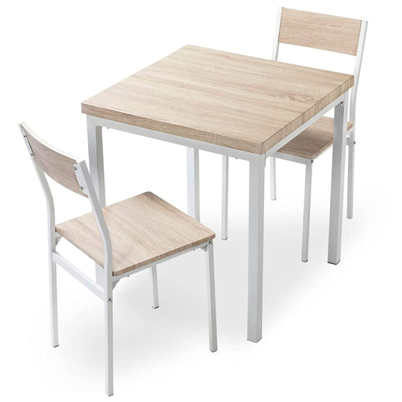 Iris Plaza VDS3-7075 Dining Table, 3-Piece Set, Table, Chairs, Living Room, Vintage Dining Set, Natural x White, 2.8 x 2.8 x 2.9 inches (70 x 70 x 75.5 cm)