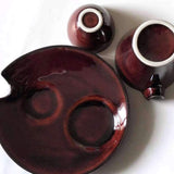 Lacquered Brown Shizuru Cold Sake Cup Saucer Set