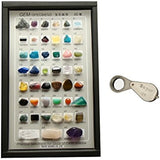 Gemstone 45 Gemstone Minerals with Magnifying Glass, 45 Types, Instructions Included