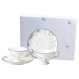 Narumi 52187-7165AZ Cup and Saucer Set, Rose Blanche, 7.1 fl oz (210 cc), Set of 2, For Tea and Coffee, Blue