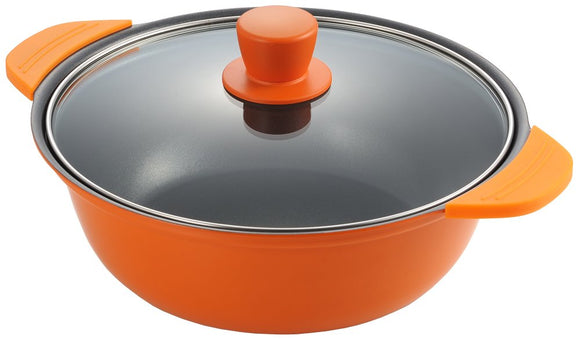 Yoshikawa 5005141 Tabletop Pot, 9.4 inches (24 cm), Orange, Gas Fire, Warm and Versatile