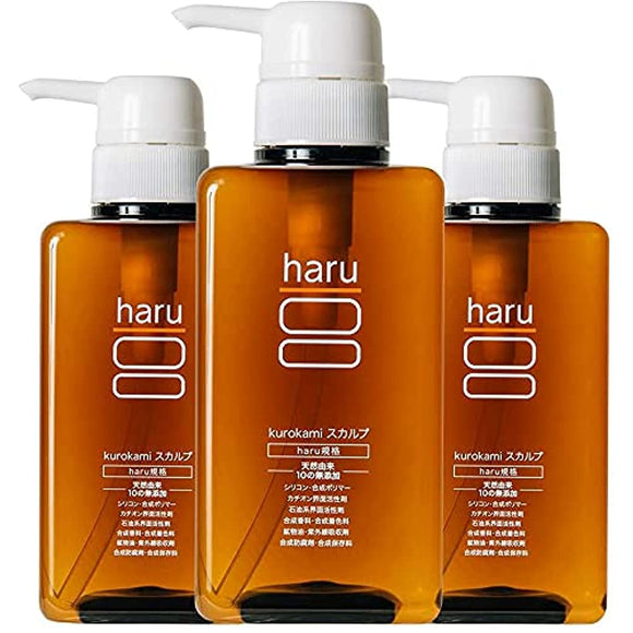 haru kurokami scalp naturally derived amino acid shampoo non-silicon shampoo (no rinse conditioner required) all-in-one shampoo (citrus) 400ml x 3 bottles