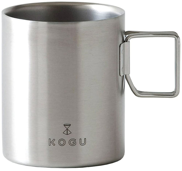 Coffee Company Shimomura Planning 42165 Double Mug, 11.2 fl oz (330 ml), Made in Japan, Stainless Steel, Handle, Foldable, Cold Resistant, Outdoor, Camping, Tsubamesanjo