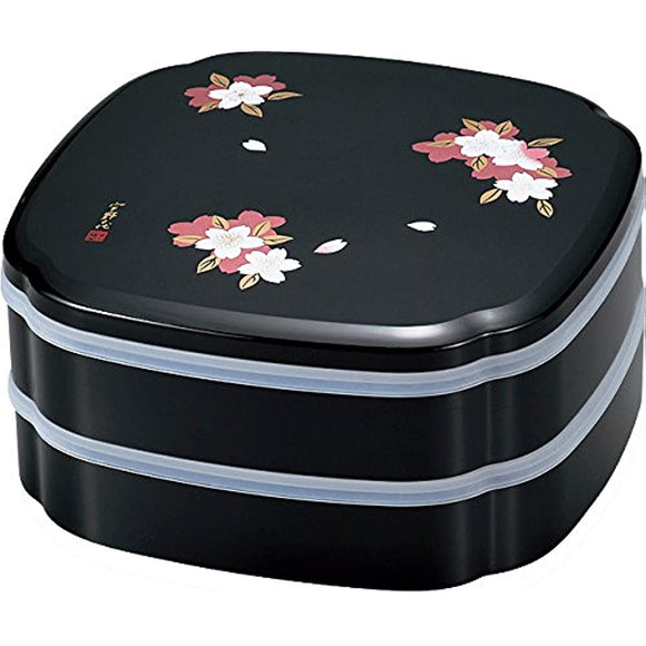 Masakazu Heavy Box Chiyo Uno Wood Mowel D'oeuvres 8.0 With Seal, Osome Cherry Blossom, Black