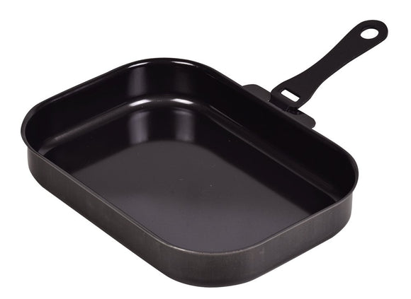 Pearl Metal HB-1609 Square Grill Pan, Flat 9.8 x 6.7 inches (25 x 17 cm), Induction Compatible, Iron, Relaxing, Made in Japan