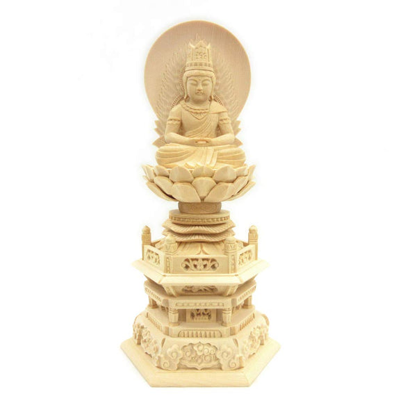 Wooden sculpture BUDDHA Dainichi Nyorai Saza image Mandala of the Two World 2.0 Dimension Light Henkin Henki