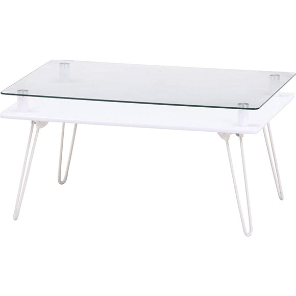 Fuji Trade (Fuji Boeki) 84483 Tempered Glass Low Display Table, 27.6in (70cm) Width, White, Claris