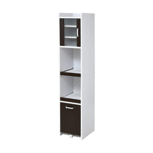 JK Plan FKC-1532-WHDB Gap Storage, Kitchen, Mini, Cupboard, Appliance Rack, Compact, Width 11.8 inches (30 cm), Height 63.0 inches (160 cm), Door Included, White Dark Brown