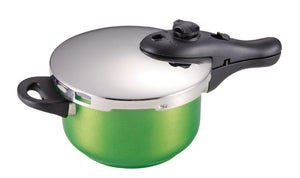 Pearl Metal H-9687 One-Handed Pressure Cooker, 0.6 gal (2.5 L), IH Compatible, 3 Layers, Bottom, Green, Clair