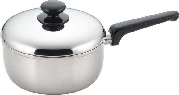 Miyazaki Manufacturing SP-14N Sauce Pan, Silver, 5.5 inches (14 cm), Spirit, 3-Layer Steel Pot, Induction Compatible