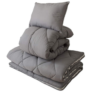 Niceday x Teijin Comfortable &amp; Clean Series 86580113 Comforter 3-Piece Set (Comforter, Mattress, Pillow), Gray, Single, Dust Mite Resistant, Odor Resistant, Antibacterial, Uses 100% Cotton, New Life,