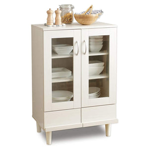 Iris Ohyama KPB-9360 Cupboard, Living Alone, Mini, Slim, Wood Grain Pattern, With Drawers, Movable Shelf, Width 23.6 x Depth 16.7 x Height 36.7 inches (60 x 42.3 x 93.7 cm), Off White