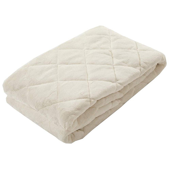 Iris Plaza FRPD-SD Bed Pad, Semi-Double, Flannel, Moisture, Absorbing Heat Generating Material, Smooth Texture, High Density, Fluffy, Lightweight, Machine Washable, FallWinter, Bed Pad with Elastic Bands, 47.2 x 78.7 inches (120 x 200 cm), Ivory