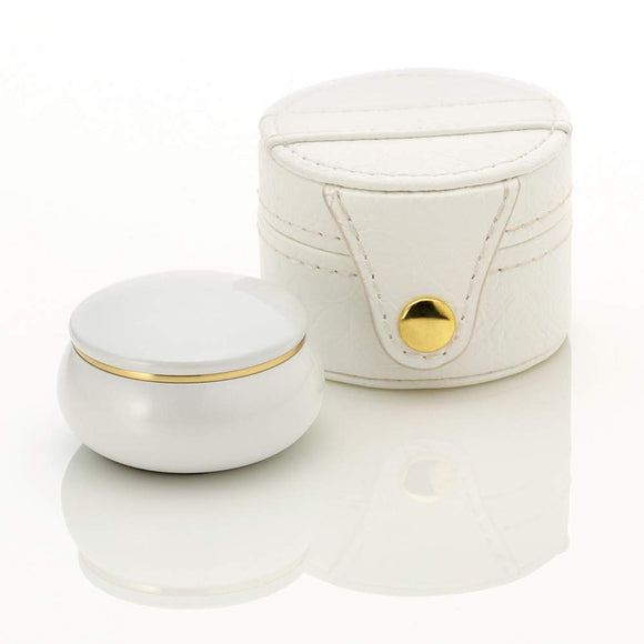 Soul Petite Pot Mini Urn Portable Fleur Cosmetics White Brass Hand Held Minute Urn Portable Pouch White