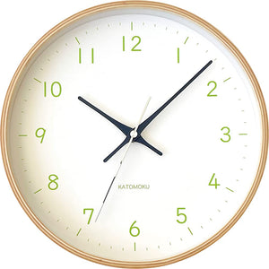 KATOMOKU Plywood Clock 22 Radio Clock Light Green Sweep (Continuous Second Hand) km-121LGRC 252mm