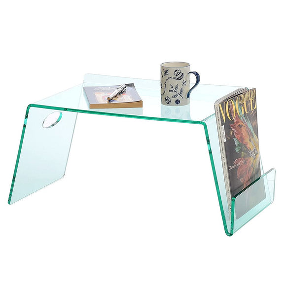 Kuai Acrylic Bed Table with Magazine Rack, Low Table, Computer Desk, Multi-purpose, Clear Green