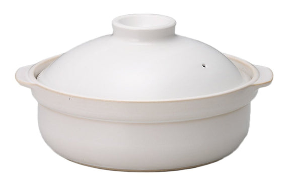 AM-980056 Japanese IH Compatible Earthenware Pot, No. 6, For 1 Person, WhiteWhite