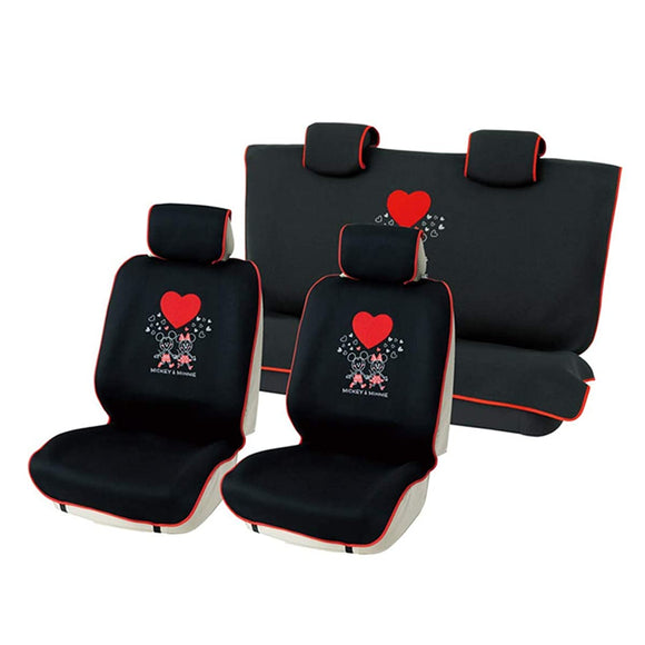 Bonform 4001-75BK Seat Cover, Mickey Minnie Heart, for 1 Light Vehicle (2 Front Rear) Set, Black