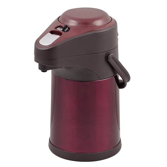 Pearl Metal HB-1562 Thermal Tabletop Stainless Steel Air Pot, 0.6 gal (2.5 L), Bordeaux, Eco Friendly