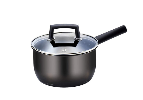 besutoko Induction Sauce Pan Clear Black 18 cm Stainless Steel 3 Layer Bottom huxtu Resin guro-rie ND 3892