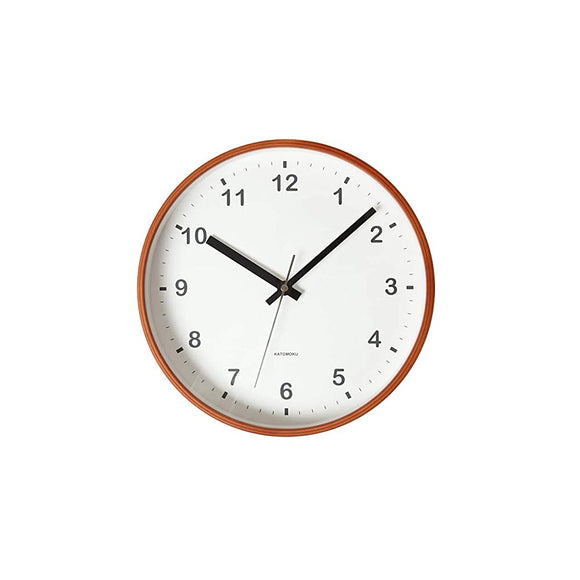 KATOMOKU Plywood Wall Clock, Light Brown, Sweep (Continuous Second Hand), km-36M, 10.0 inches (252 mm), Radio Clock