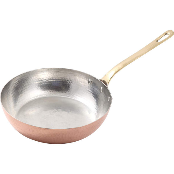 Asakusa Copper Silver Copper Store Pure Copper Frying Pan, 9.4 inches (24 cm), Deep Type, Copper Frying Pan Made by 40 Years of Artisan Hoshino Made in Japan