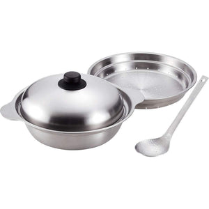 Wahei Freiz Tsubamesanjo TY-031 Stainless Steel Tabletop Pot Set, 10.2 inches (26 cm) Steamer and Ladle Set, Induction Compatible, Made in Japan