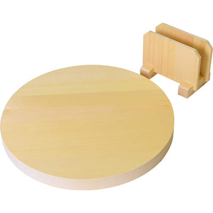 Kiso Craft Cutting Board, Made in Japan, Wooden Hiba, Round, With Stand, 14.2 inches (36 cm)