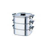 Kamikoshima Seisakusho AMS72293 Momojirushi Round Steamer, 11.4 inches (29 cm), 3 Tiers, 18-0 Stainless Steel, Japan