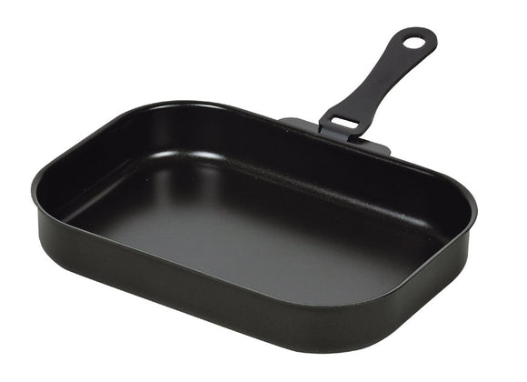 Pearl Metal HB-2588 Cera Cooking Handle Square Grill Pan, 9.8 x 6.7 inches (25 x 17 cm), Flat Made in Japan