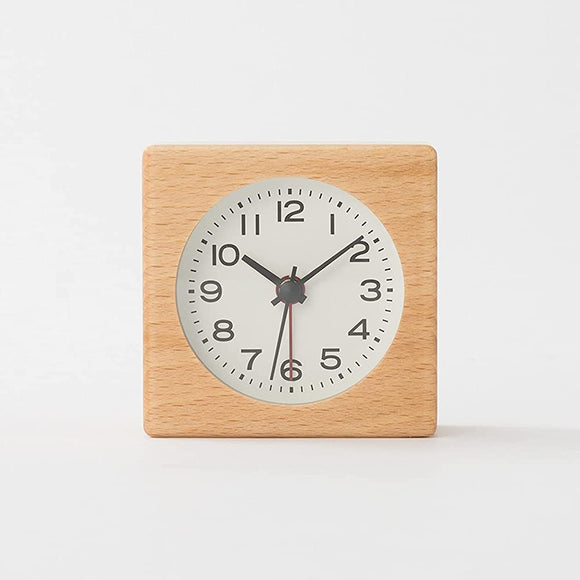 MUJI Beechwood Watch (With Alarm Function), Width 2.8 x Depth 1.6 x Height 2.8 inches (70 x 41.5 x 70 mm), Model Number: MJ-BC1 15832682