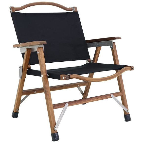 SOOMLOOM Black Walnut/Oak Chair Natural Wood/1000D Polyester/Aluminum Folding Lightweight Compact Arm Wide Style Style Camp Outdoor