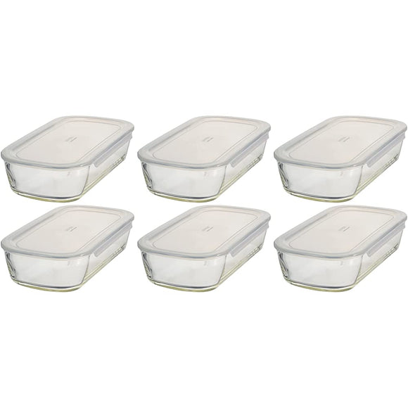 HARIO BUONO Kitchen KSTL-140-TW Heat-Resistant Glass Storage Container, Made in Japan, 40.9 fl oz (1,400 ml), Set of 6, Clear