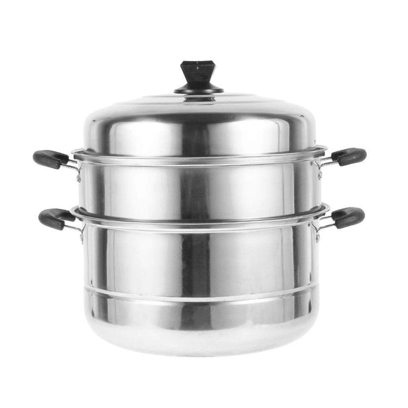 CleverCareJP Steaming Pot, Steaming Pot, Rich Vegetables, Diameter 11.0 inches (28 cm) 11.8 inches (30 cm), 2 Tiers, 3 Levels, Deep Type, Induction Compatible, Compatible with Various Heat Sources, Stainless Steel (11.8 inches (30 cm), 3 Tiers)