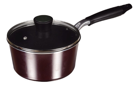 Pearl Metal HB-1234 Single Handle Pot, 7.1 inches (18 cm), Glass Pot with Lid, IH Compatible, Rise Blue Diamond Coat, Brown