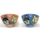 Japanese Shiba Inu Red & Blue Rice Bowl Set Set of 2 Authentic Minoware Ceramic Chawan Bowls