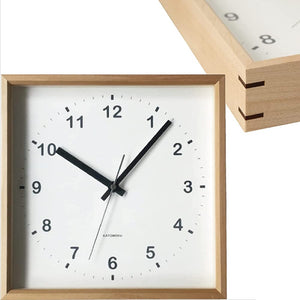 KATOMOKU Square Clock km-37N Wood Basswood Wall Clock Continuous Second Hand (Quartz Watch)