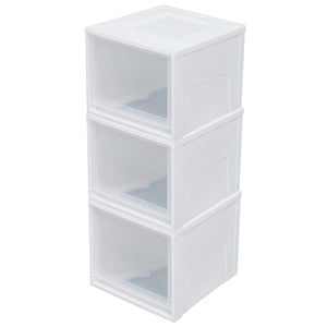 Iris Ohyama BC-MD Storage Drawers, Set of 3, Storage Case for Clothes, Chest, Approx. Width 13.8 x Depth 17.7 x Height 11.7 inches (35 x 45 x 29.7 cm), Walk-In Closet, Made in Japan, WhiteClear