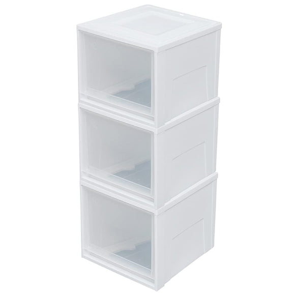 Iris Ohyama BC-MD Storage Drawers, Set of 3, Storage Case for Clothes, Chest, Approx. Width 13.8 x Depth 17.7 x Height 11.7 inches (35 x 45 x 29.7 cm), Walk-In Closet, Made in Japan, WhiteClear
