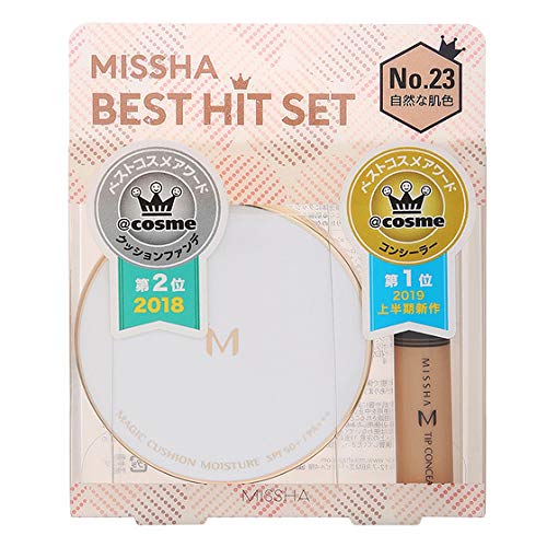 MISSHA Cushion Foundation (Moisture) + The Concealer BEST HIT Set No.23 Natural Skin Color Foundation 2 Pieces Assorted