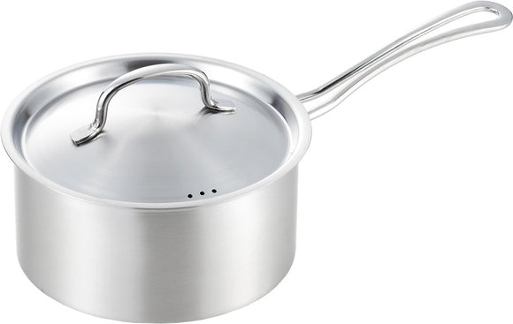 Yoshikawa YJ2111 One-Handled Pot, 7.1 inches (18 cm), IH Compatible, Silver, Stainless Steel, Getting