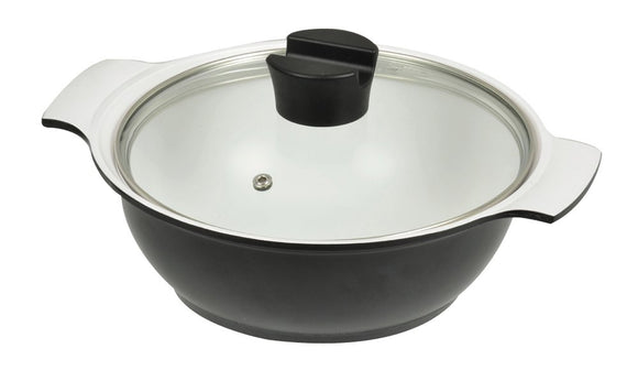 Pearl Metal HB-3453 Delicate Ceramic Treatment, Induction Compatible, Glass Lid Included, Tabletop Pot, 8.3 inches (21 cm)