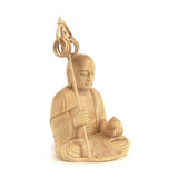 Kurita Buddhist Brand [Bodhisattva] Jizo Zizo Statue (With tin wand), Body Only (Total Height 3.3 inches (8.5 cm), Width 2.4 inches (6 cm), Depth 2.0 inches (5 cm), High Quality Wood Carving 9075
