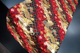 Japanese Style Kimono Table Runner, Obi Style, Allover Pattern, Boxed, Pre-Packaged, 70.9 inches (180 cm) (Fan, Ogi)