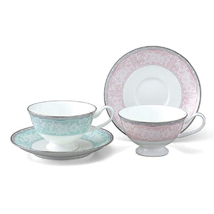 Narumi 97126-23078 Cup Saucer Set, Grace Air, Blue & Pink, 6.1 fl oz (200 cc), Set of 2, Microwave Heating